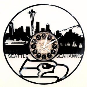 SEATTLE SEAHAWKS vinyl record clock